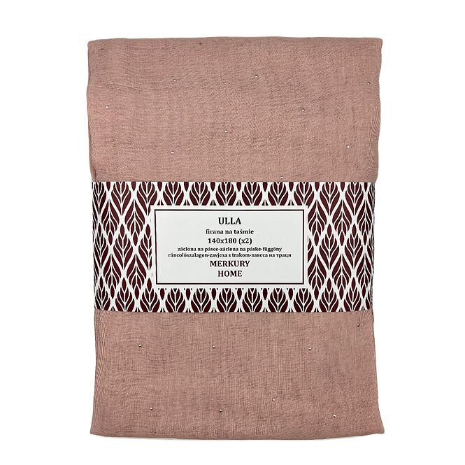 Záclona na páske Ulla polyester svetloružový 140x180 Merkury Home II/22