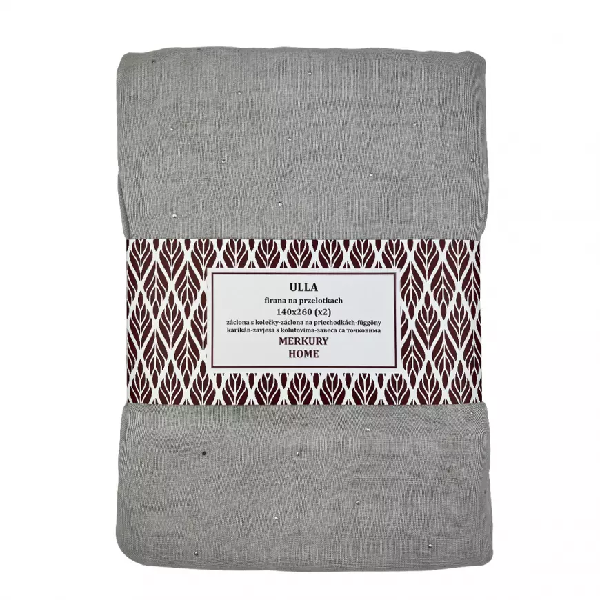 Záclona na priechodkách Ulla polyester svetlo sivá 140x260 Merkury Home II/22