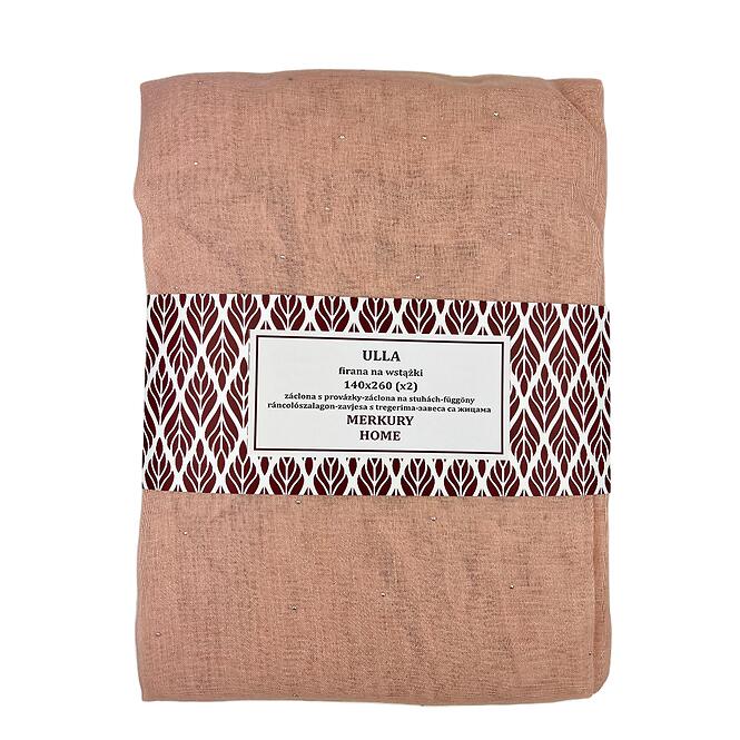 Záclona na pútkach Ulla polyester svetloružová 140x260 Merkury Home II/22