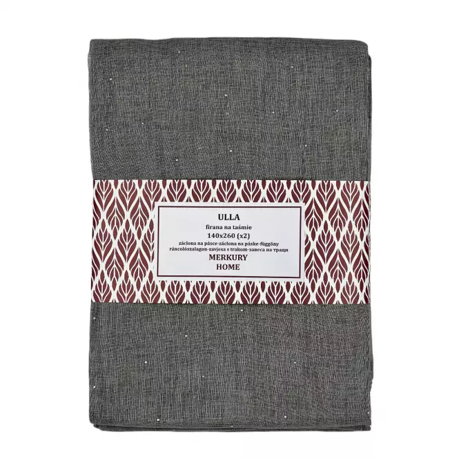 Záclona na páske Ulla polyester tmavo šedá 140x260 Merkury Home II/22