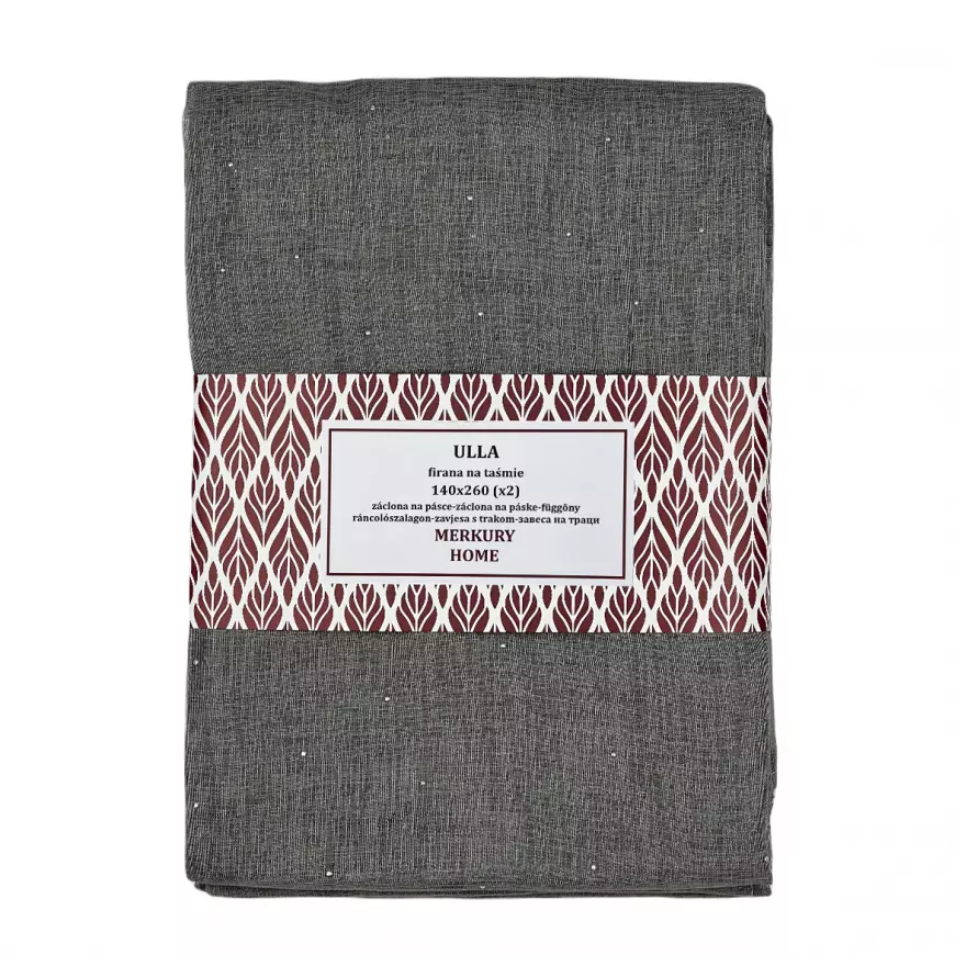Záclona na páske Ulla polyester tmavo šedá 140x260 Merkury Home II/22