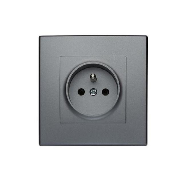 GP-1LZP Uzemnená single zásuvka s uzávermi pre prúdové cesty inox