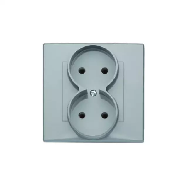 Dvojitá zásuvka bez uzemnenia popolavý GP-2L.P