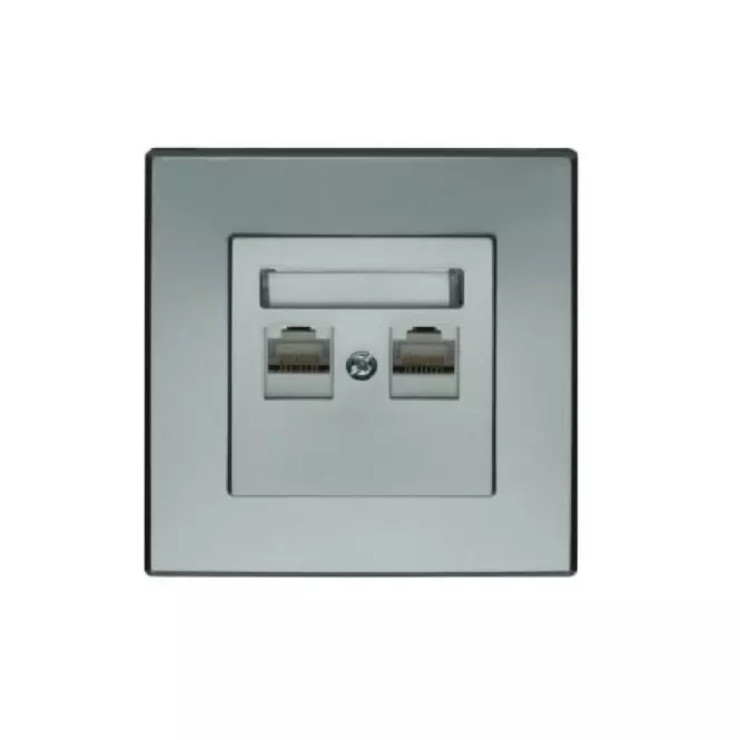 GPK-2L Dvojitá počítačová zásuvka RJ45 strieborná metalíza