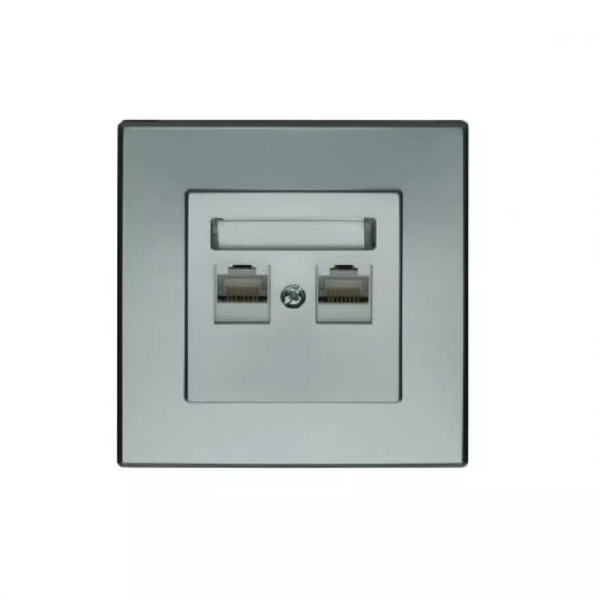 GPK-2L Dvojitá počítačová zásuvka RJ45 strieborná metalíza