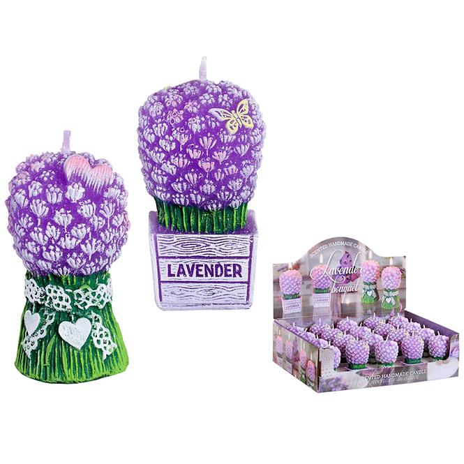 Sviečka Lavender Bouquet zdobená kytica + črepník  mom 20 ks