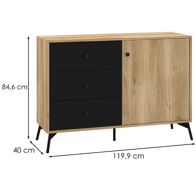 Komoda Agis 05 honey castello oak/black mat,2