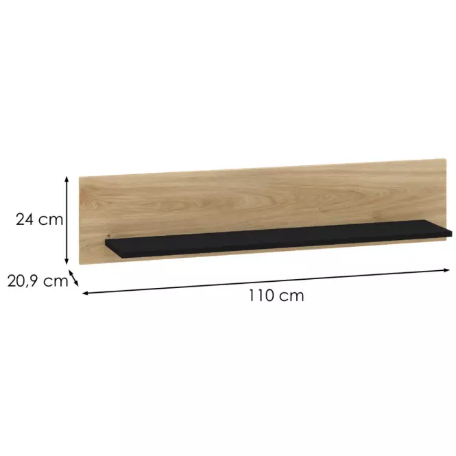 Polička Agis 08 honey castello oak/black mat