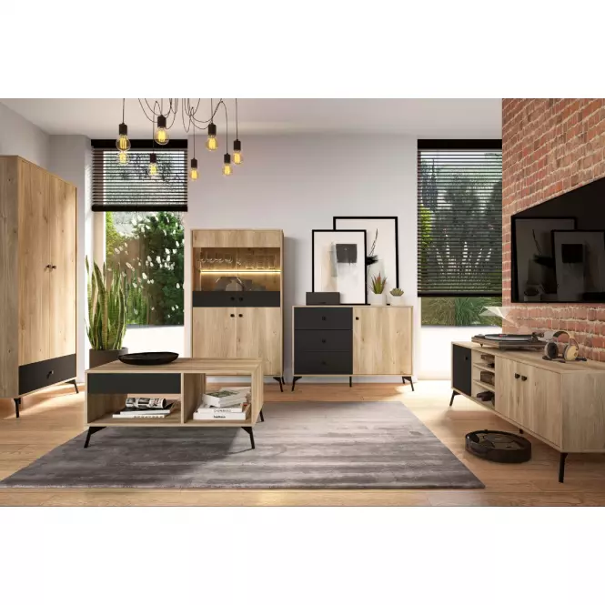 Polička Agis 08 honey castello oak/black mat