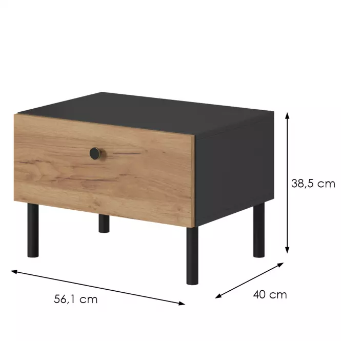 Nočný stolík Deco Antracite/Dub Gold Craft,2