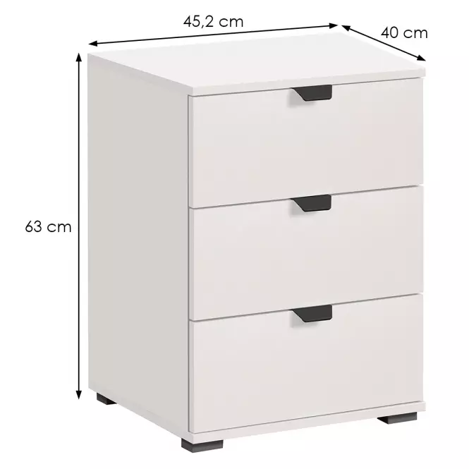 Nočný stolík Duerto 3F biela 11008319,6