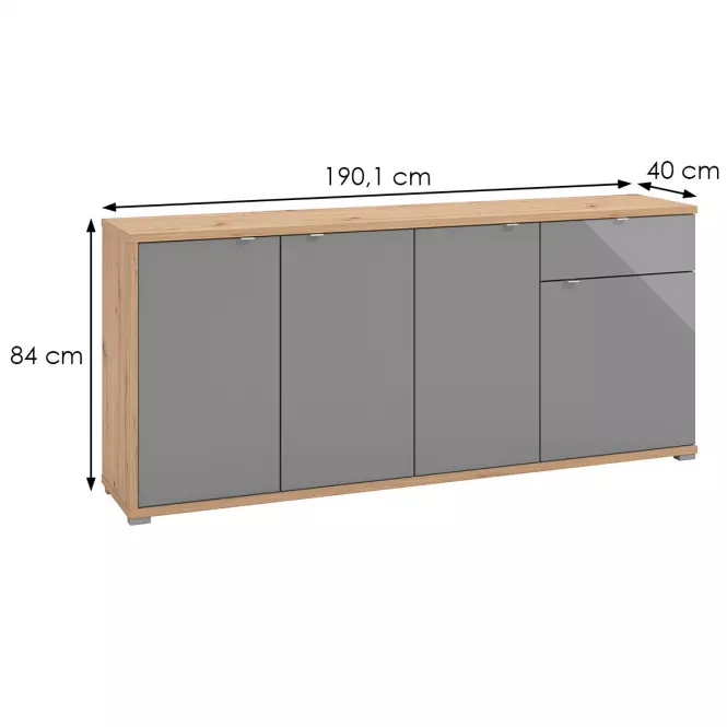 Komoda Andora 4K1F šedá 11011446