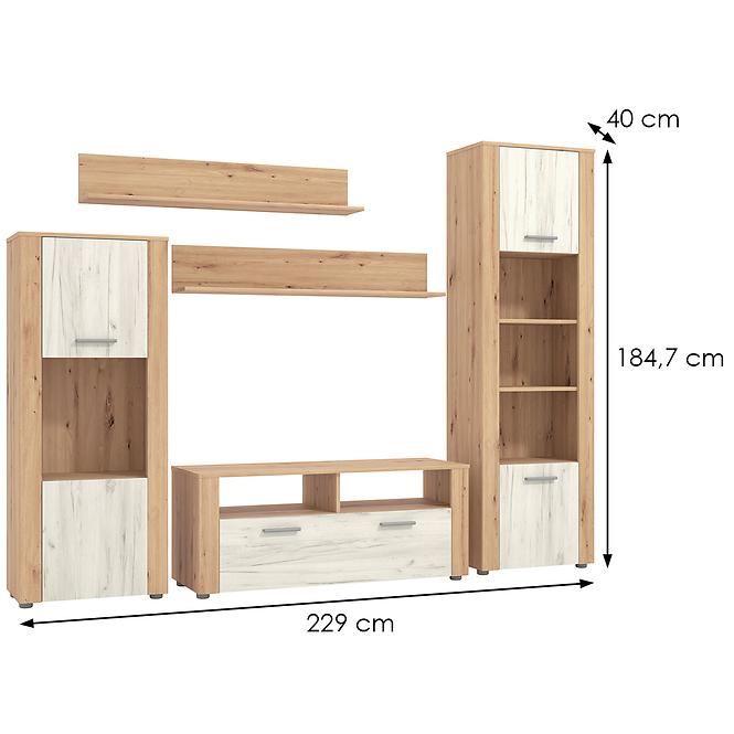 Obývacia stena Opus artisan/biely dub 11008881,4