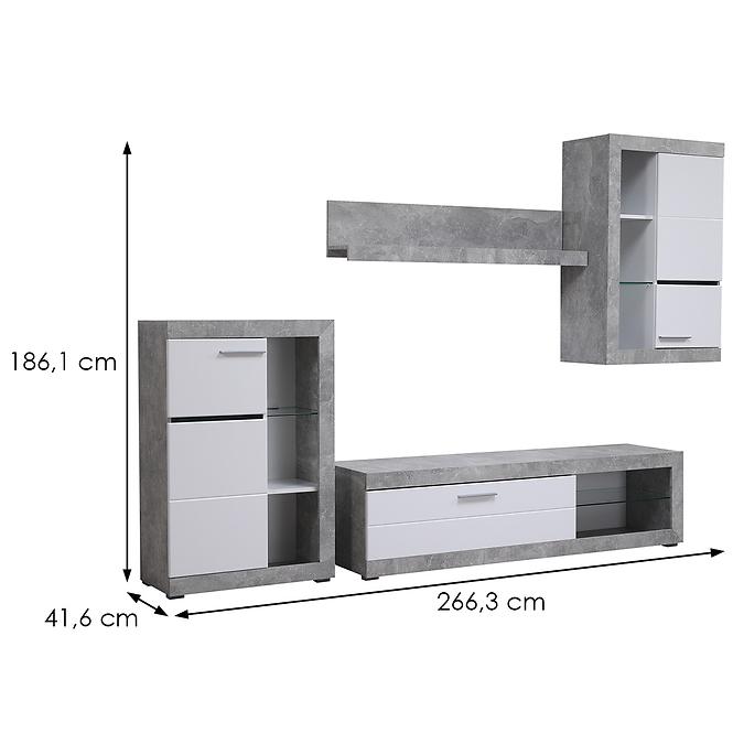 Obývacia stena Rosso beton/biely 11008772