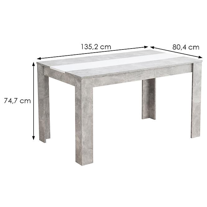 Stôl Domus 135x80 betón 11008800