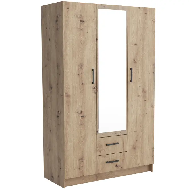 Skriňa Pino 1 120,2cm  so zrkadlom – dub artisan, trojdverová, zásuvky