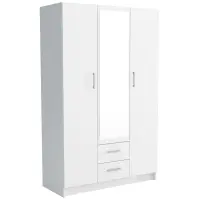 Skriňa Pino 1 120,2cm  so zrkadlom – biela, trojdverová, zásuvky
