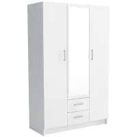 Skriňa Pino 1 120,2cm  so zrkadlom – biela, trojdverová, zásuvky