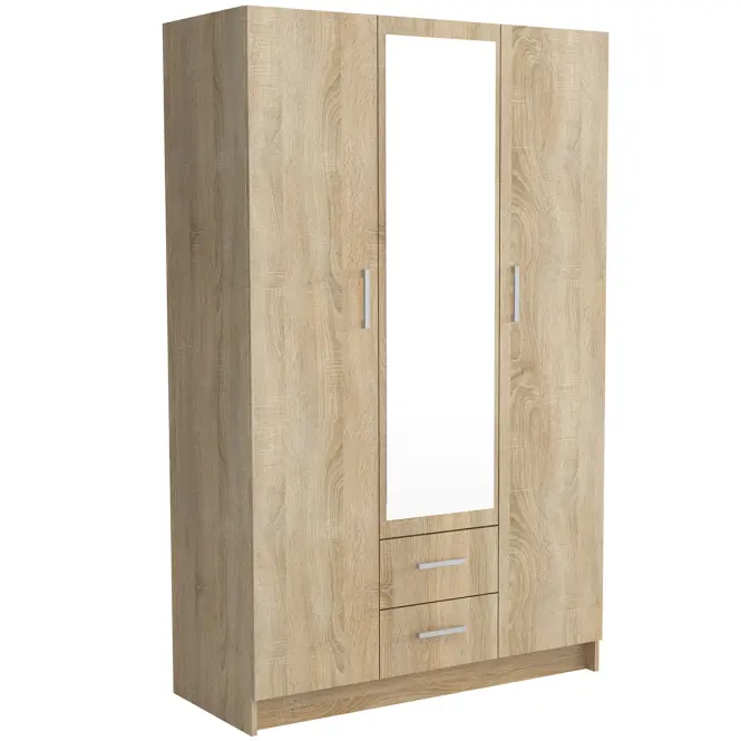 Skriňa Pino 1 120,2cm  so zrkadlom – sonoma, trojdverová, zásuvky