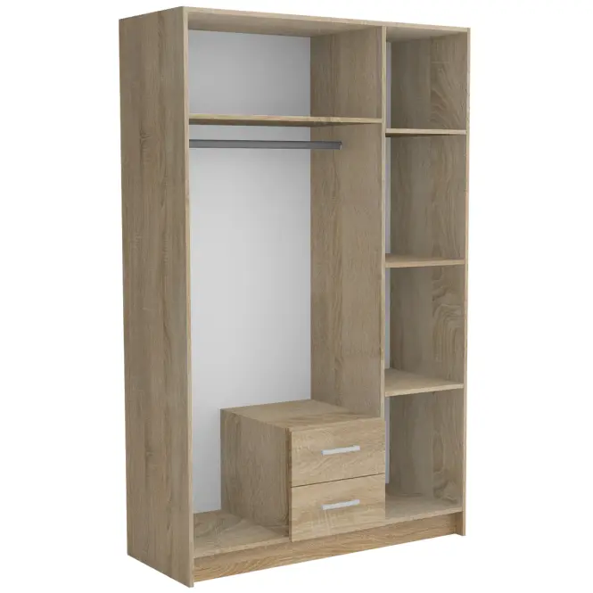 Skriňa Pino 1 120,2cm  so zrkadlom – sonoma, trojdverová, zásuvky,3