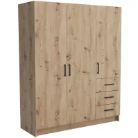 Skriňa Pino 4 144cm – dub artisan, trojdverová, zásuvky
