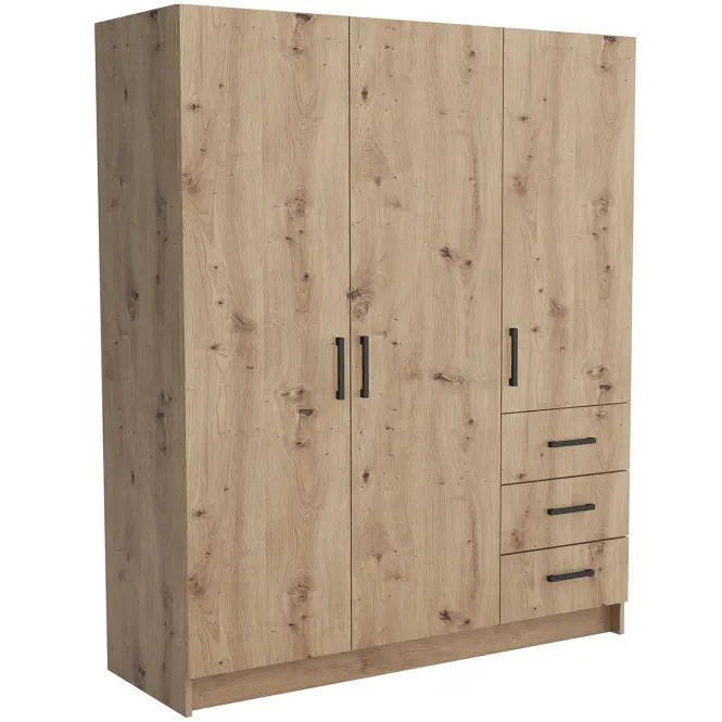 Skriňa Pino 4 144cm – dub artisan, trojdverová, zásuvky