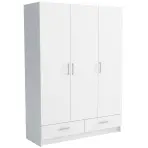 Skriňa Pino 5 144cm – biela, trojdverová, zásuvky