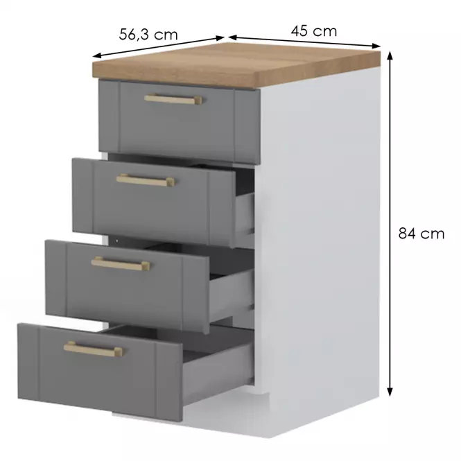 Kuchynská skrinka Tara R-45-4mbox/4 4s graphite mat