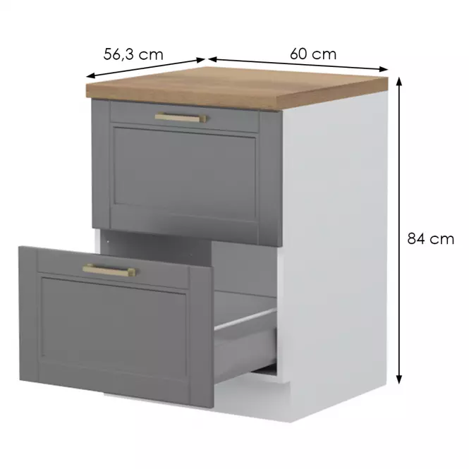 Kuchynská skrinka Tara R-60-2mbox/4 2s graphite mat