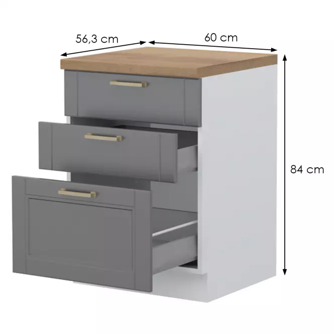 Kuchynská skrinka Tara R-60-3mbox/4 3s graphite mat