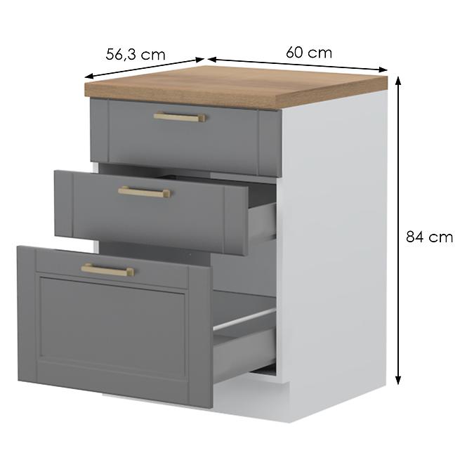 Kuchynská skrinka Tara R-60-3mbox/4 3s graphite mat