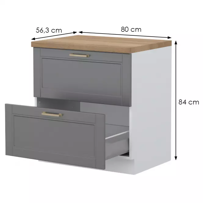 Kuchynská skrinka Tara R-80-2mbox/4 2s graphite mat
