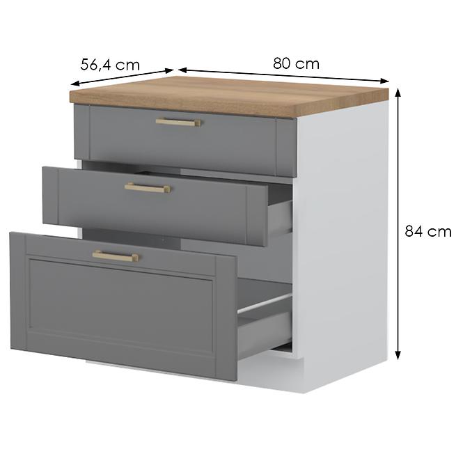 Kuchynská skrinka Tara R-80-3mbox/4 3s graphite mat