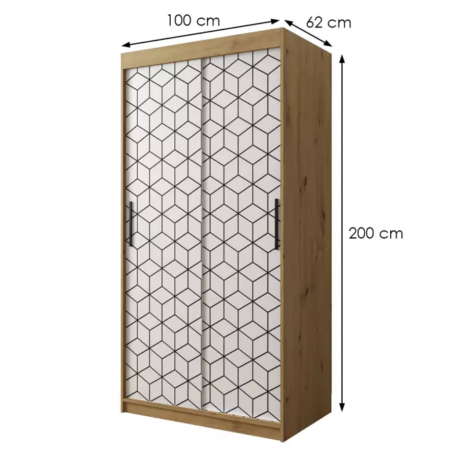 Skriňa Heksagon 1 100 dub artisan/biela