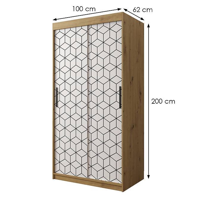 Skriňa Heksagon 1 100 dub artisan/biela