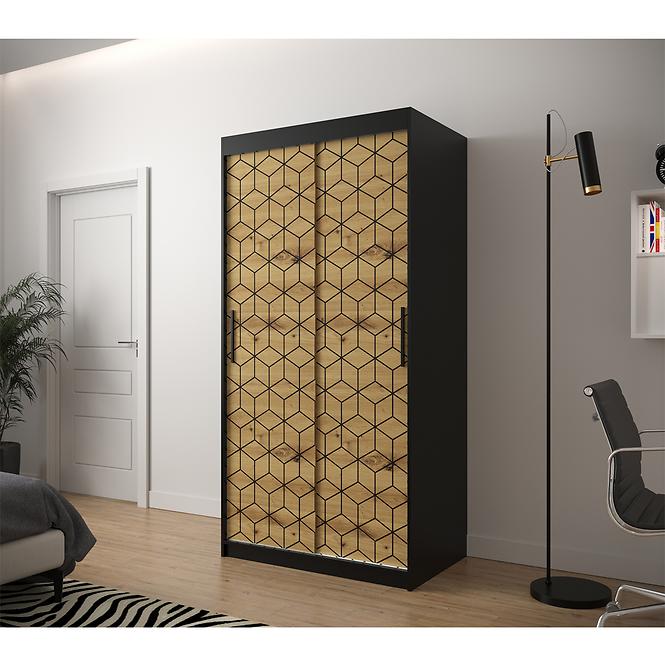 Skriňa Heksagon 1 100 čierna/dub artisan