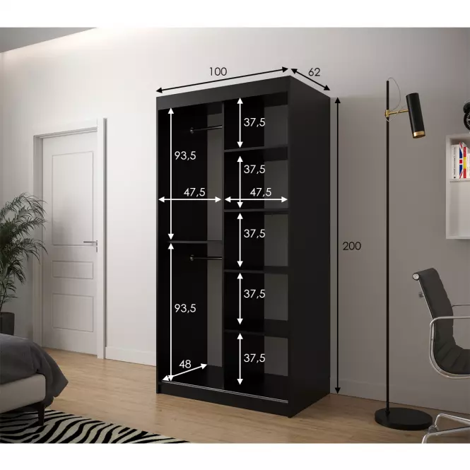 Skriňa Heksagon 1 100 čierna/biela