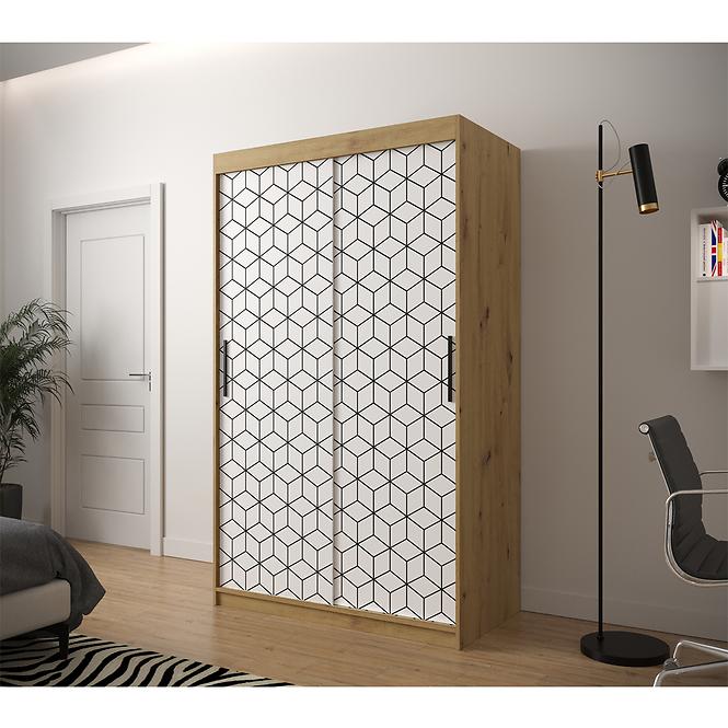Skriňa Heksagon 1 120 dub artisan/biela