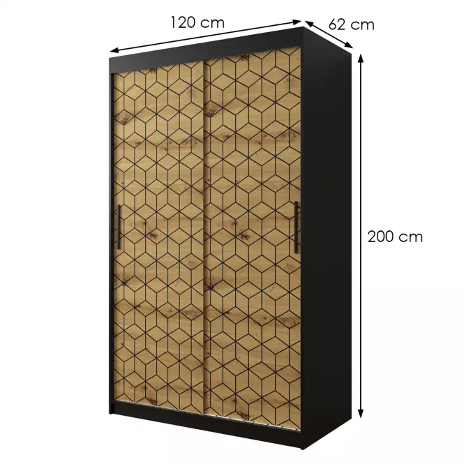 Skriňa Heksagon 1 120 čierna/dub artisan