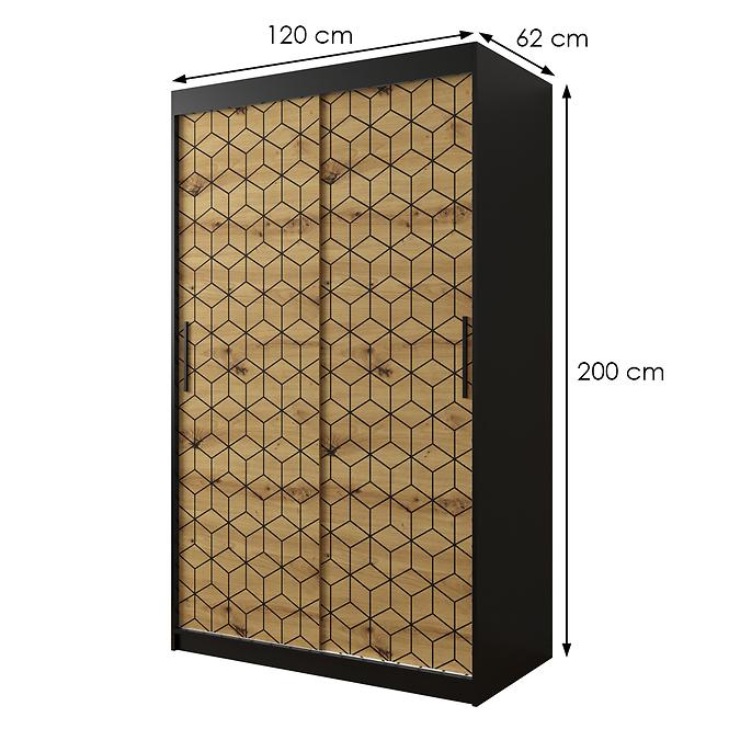 Skriňa Heksagon 1 120 čierna/dub artisan
