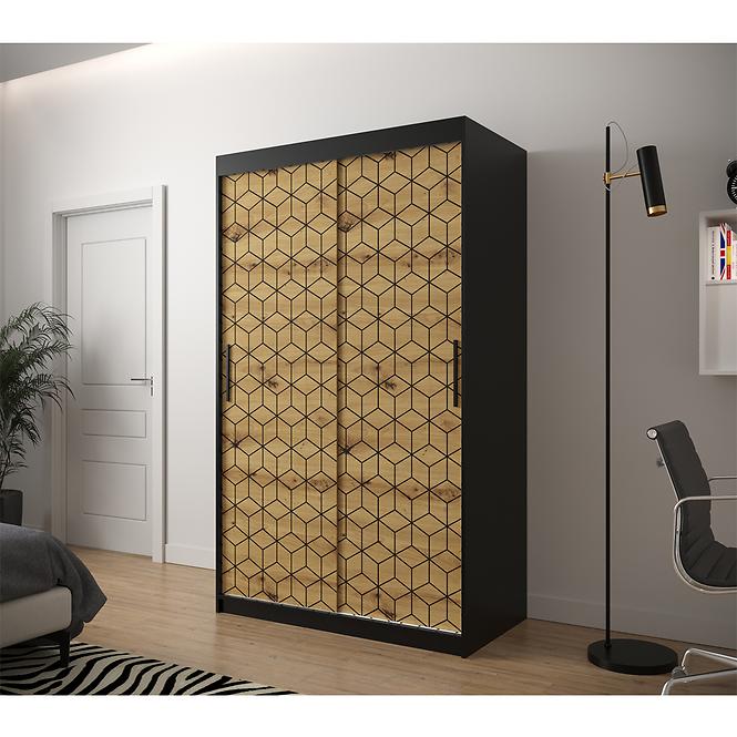 Skriňa Heksagon 1 120 čierna/dub artisan