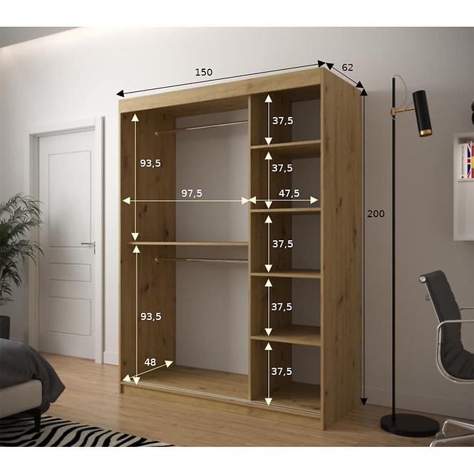 Skriňa Heksagon 1 150 dub artisan/biela