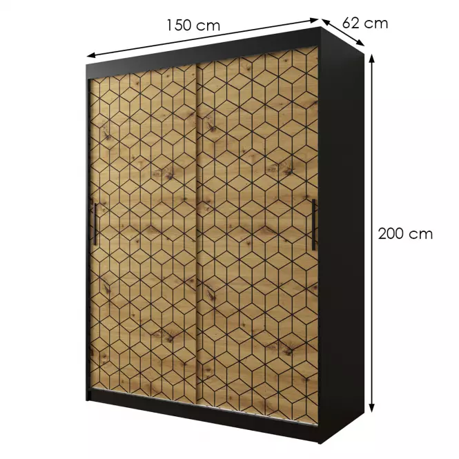 Skriňa Heksagon 1 150 čierna/dub artisan