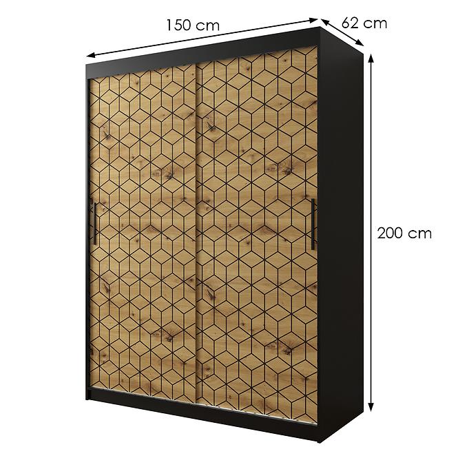 Skriňa Heksagon 1 150 čierna/dub artisan