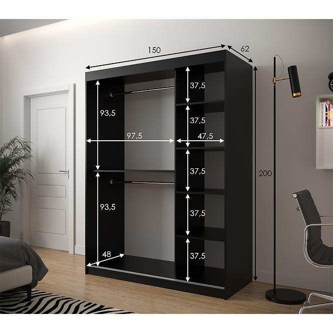 Skriňa Heksagon 1 150 čierna/dub artisan