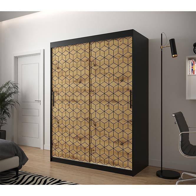 Skriňa Heksagon 1 150 čierna/dub artisan