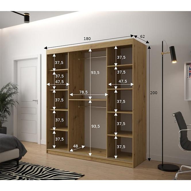 Skriňa Heksagon 1 180 dub artisan/biela