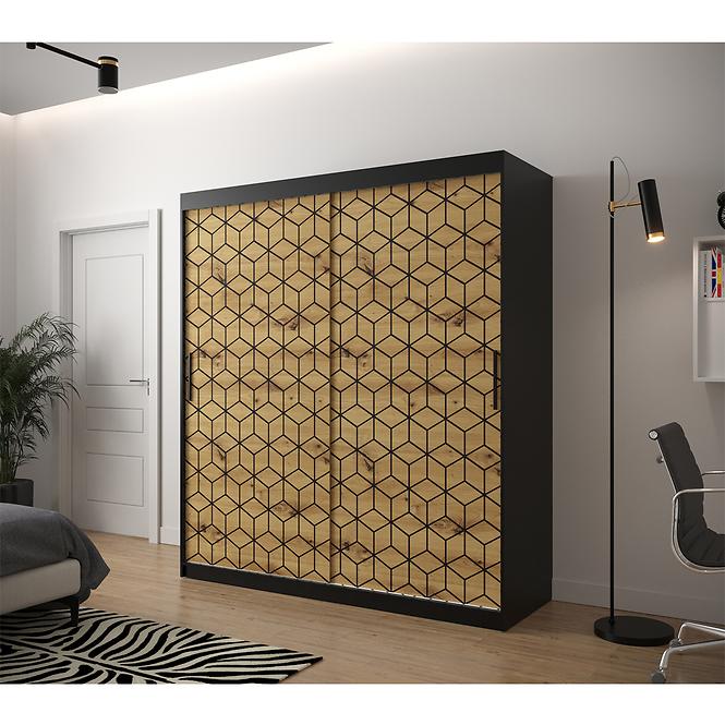 Skriňa Heksagon 1 180 čierna/dub artisan