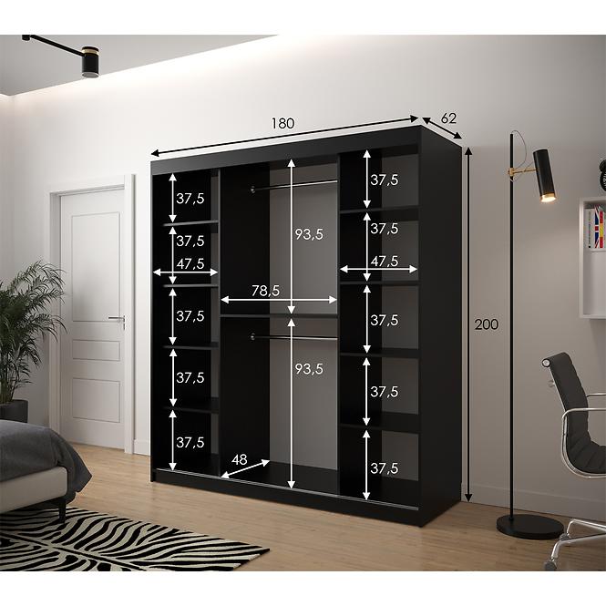 Skriňa Heksagon 1 180 čierna/biela