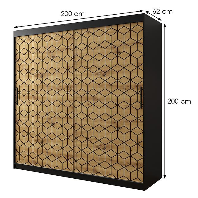Skriňa Heksagon 1 200 čierna/dub artisan